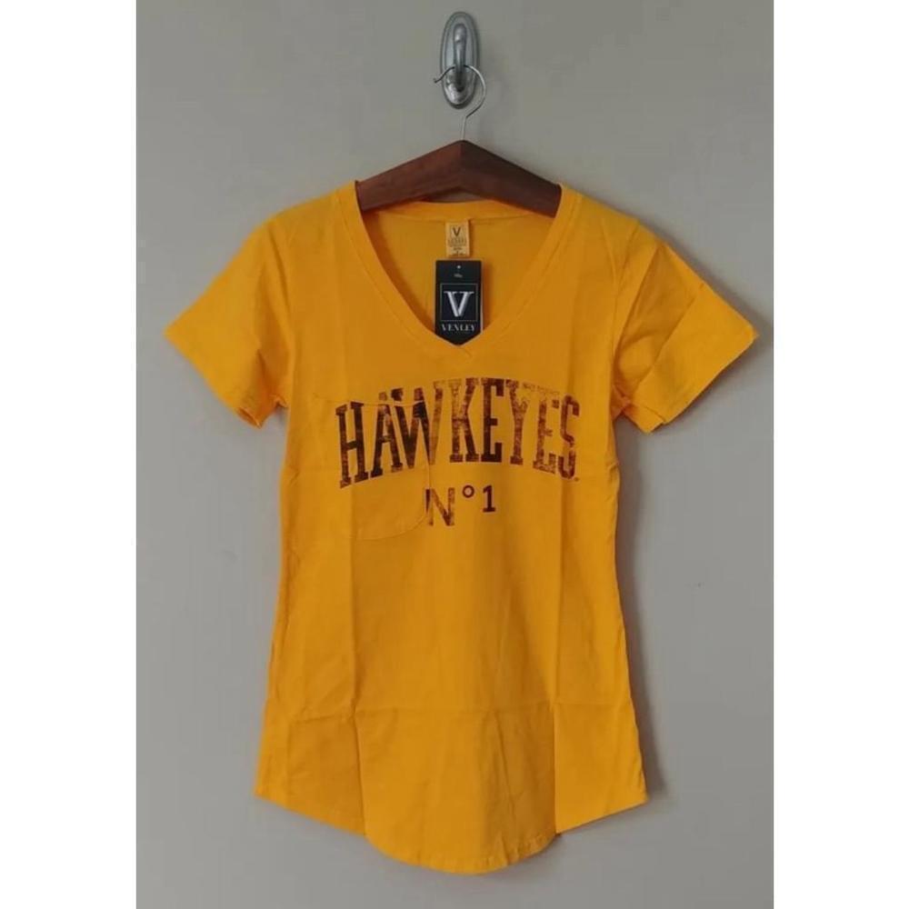 Iowa Hawkeyes Official NCAA Womens V-Neck Tee Slouch Vintage-Style by Venley NEW